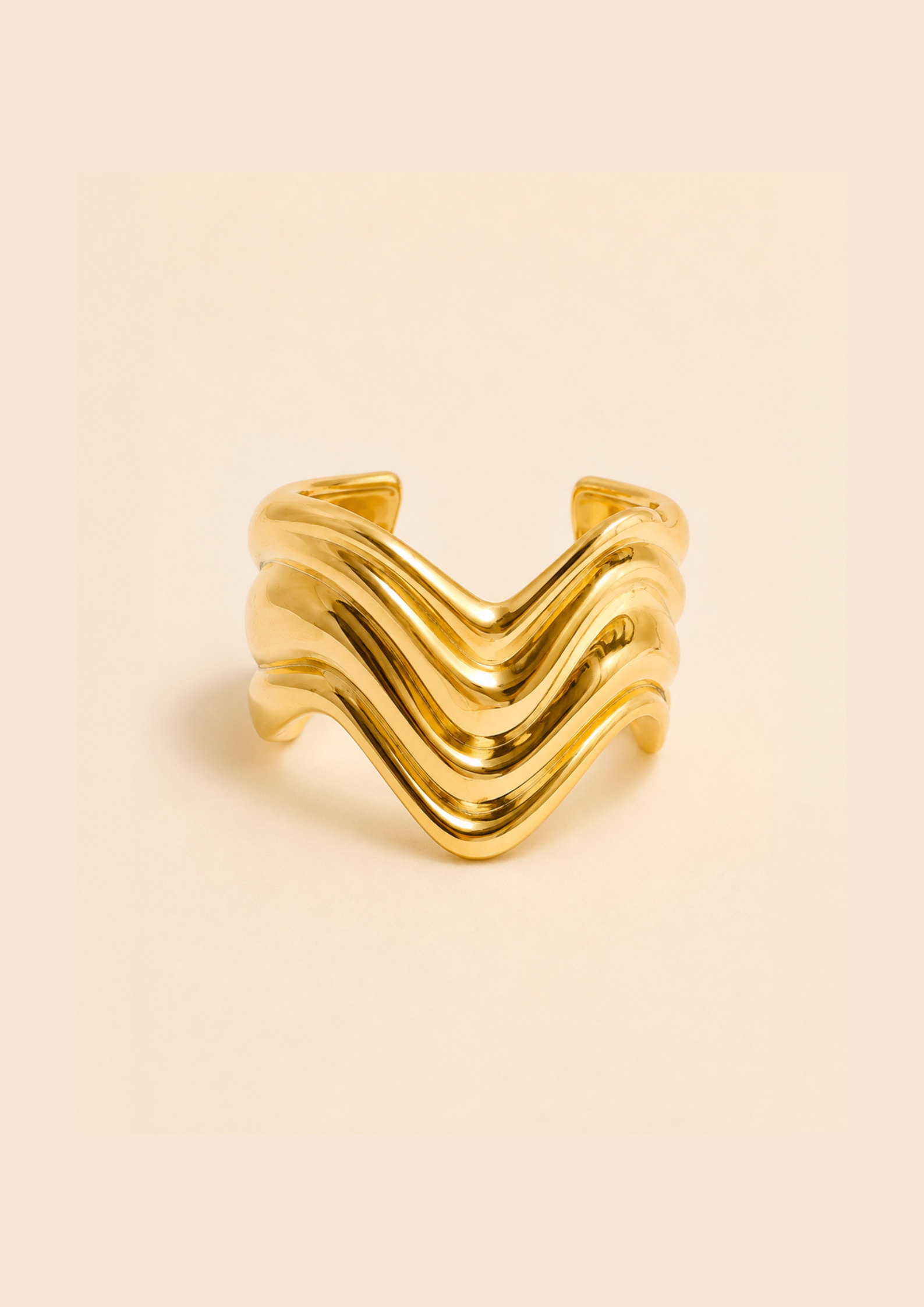 THE LINE – Bracelet manchette sculpturale doré