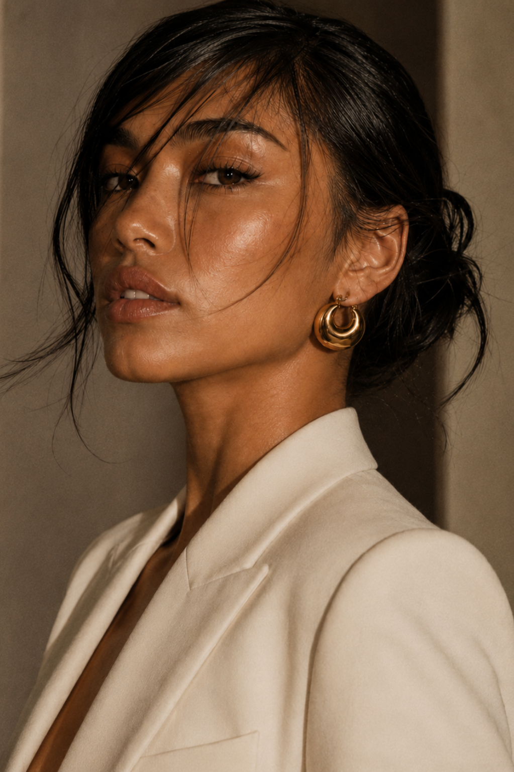 LA BARRE — Boucles d'oreilles tendance dorées sculpturales