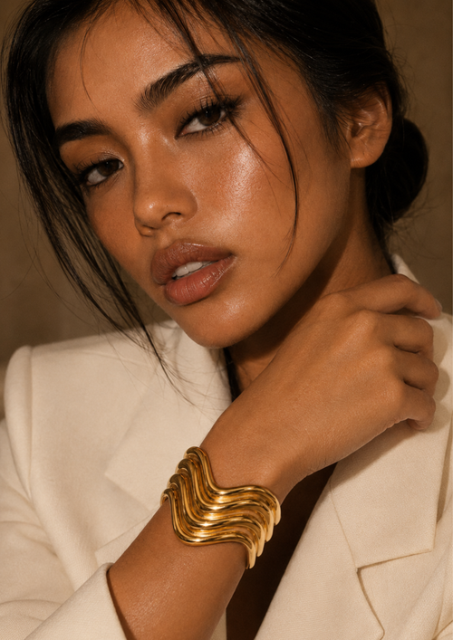 THE LINE - 18K Gold-Plated Sculptural Cuff