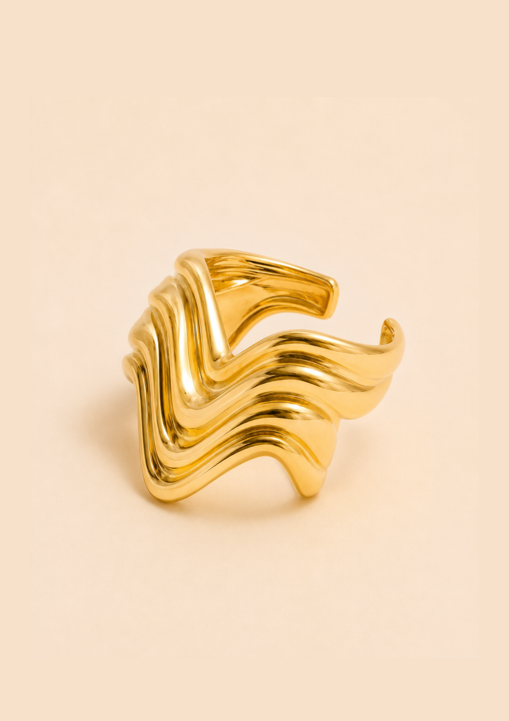 THE LINE – Bracelet manchette sculpturale doré