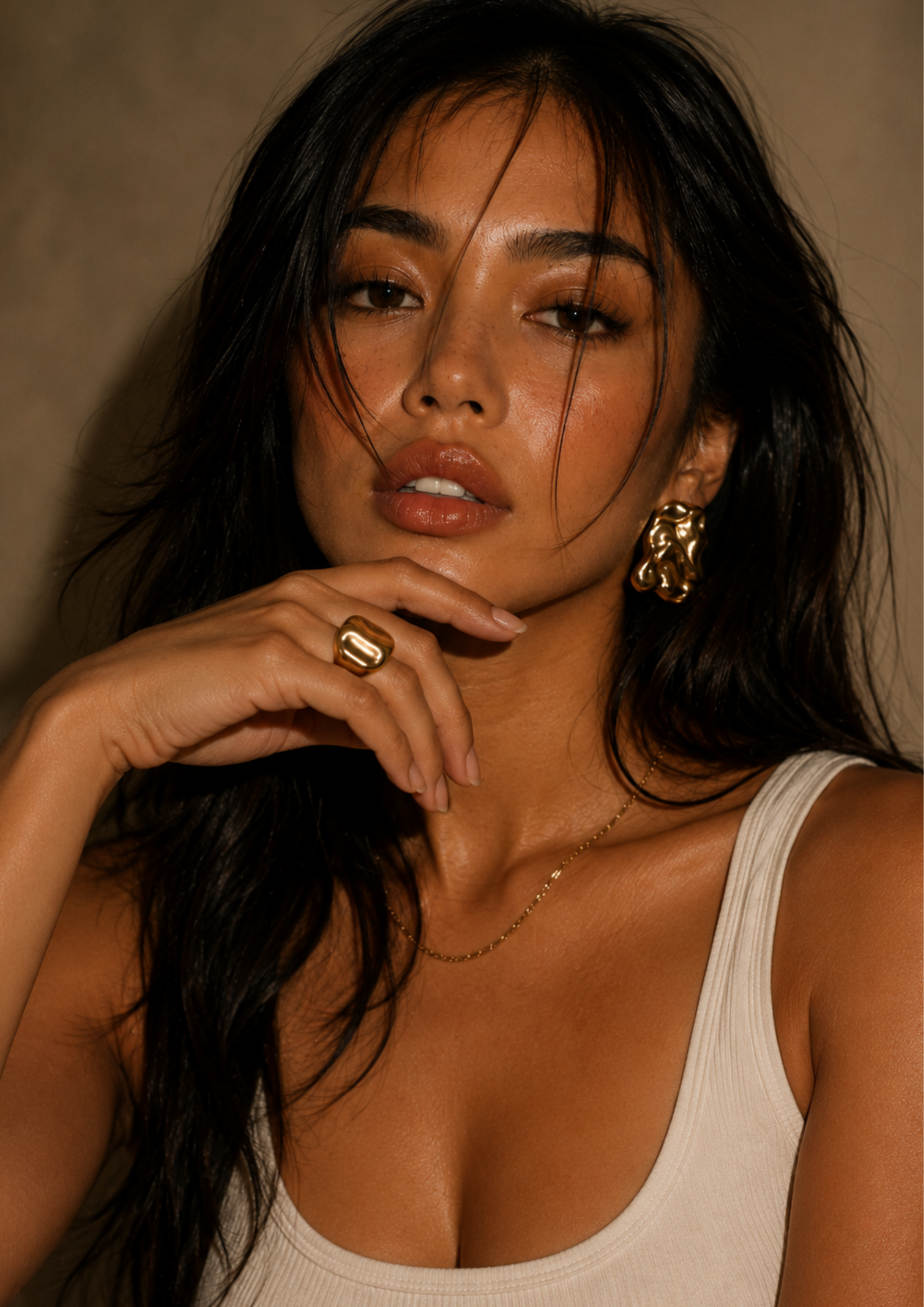 LES TERMES — Bague tendance sculpturale ton or