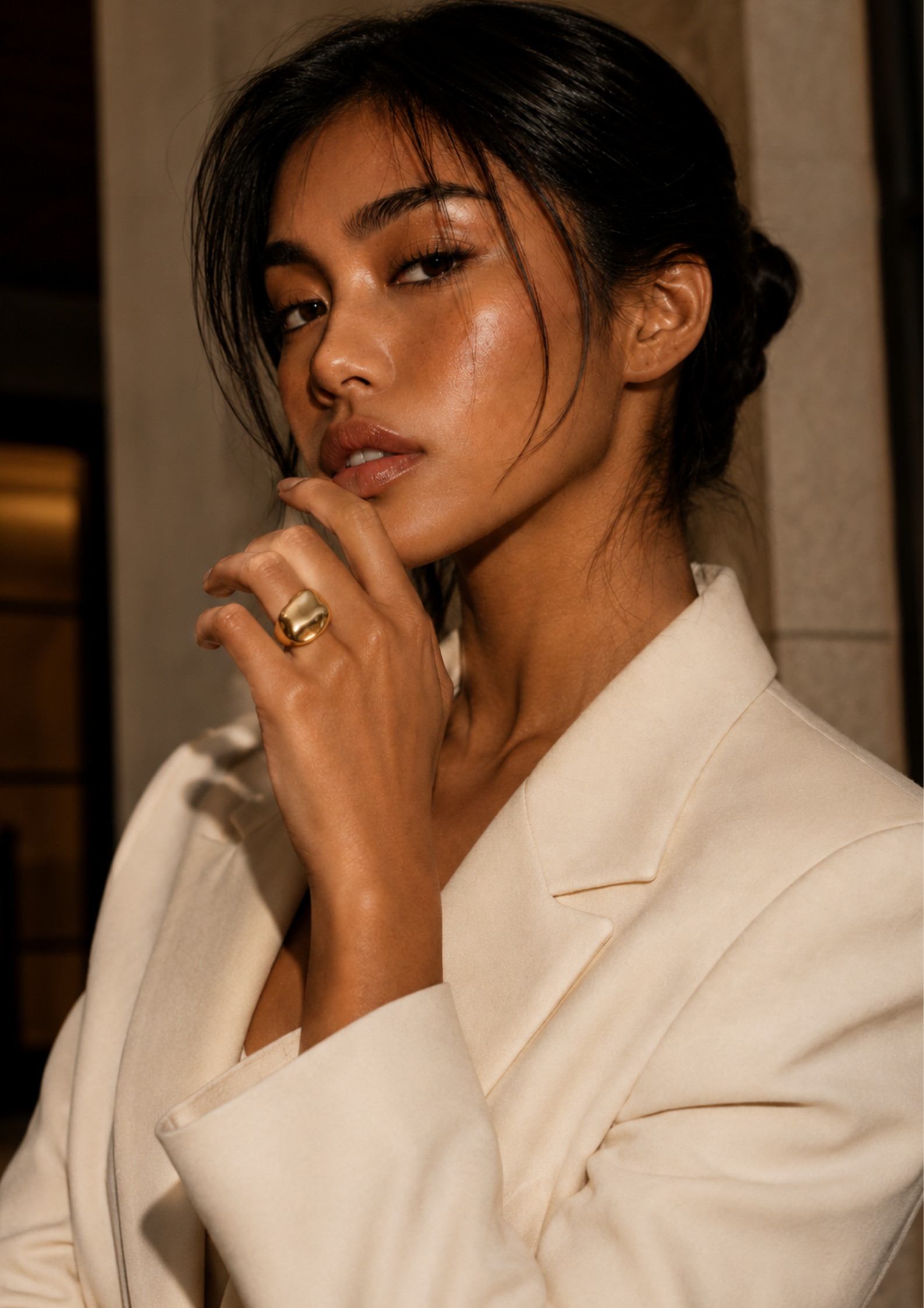 LES TERMES — Bague tendance sculpturale ton or
